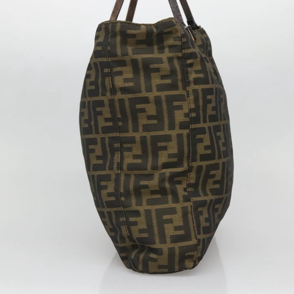 FENDI Zucca Canvas Tote Bag Black Brown Auth ep10285