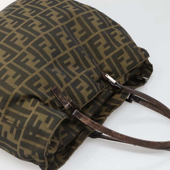 FENDI Zucca Canvas Tote Bag Black Brown Auth ep10285