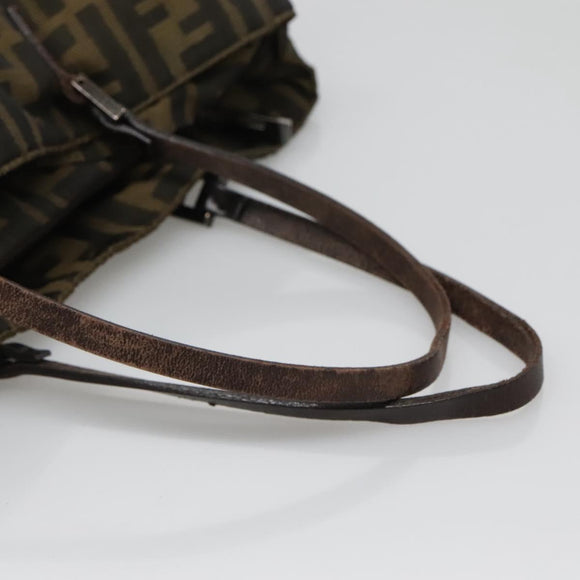 FENDI Zucca Canvas Tote Bag Black Brown Auth ep10285