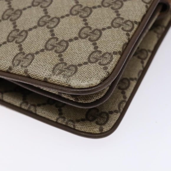 GUCCI GG Supreme Web Sherry Line Shoulder Bag PVC Beige Gold Red Auth ep10287