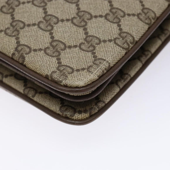 GUCCI GG Supreme Web Sherry Line Shoulder Bag PVC Beige Gold Red Auth ep10287