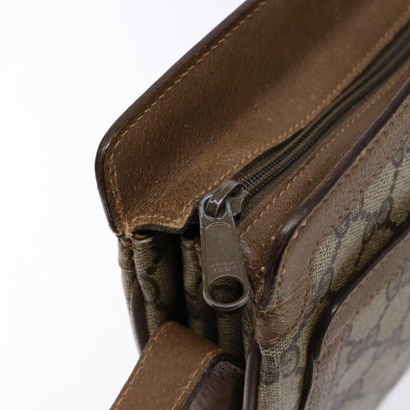 GUCCI GG Supreme Web Sherry Line Shoulder Bag PVC Beige Gold Red Auth ep10287