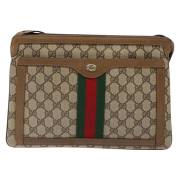 GUCCI GG Supreme Web Sherry Line Shoulder Bag PVC Beige Gold Red Auth ep10287 - 0