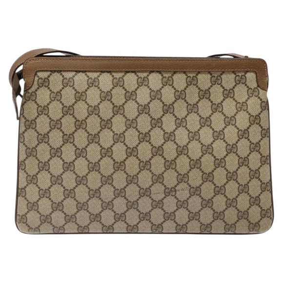 GUCCI GG Supreme Web Sherry Line Shoulder Bag PVC Beige Gold Red Auth ep10287