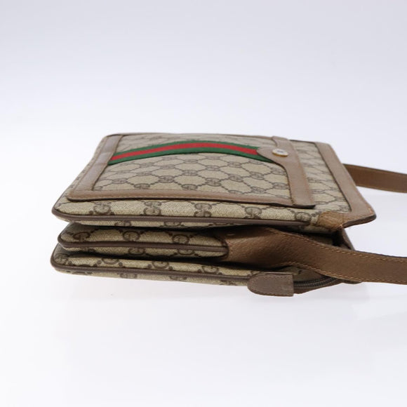 GUCCI GG Supreme Web Sherry Line Shoulder Bag PVC Beige Gold Red Auth ep10287