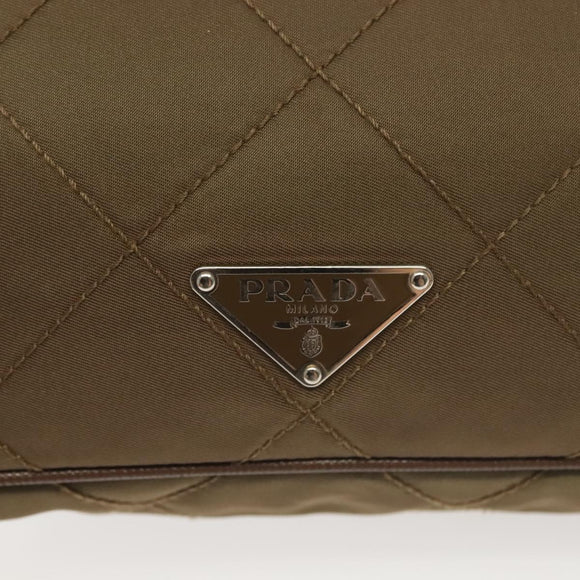 PRADA Shoulder Bag Nylon Brown Silver Auth ep10288