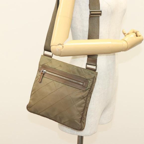 PRADA Shoulder Bag Nylon Brown Silver Auth ep10288
