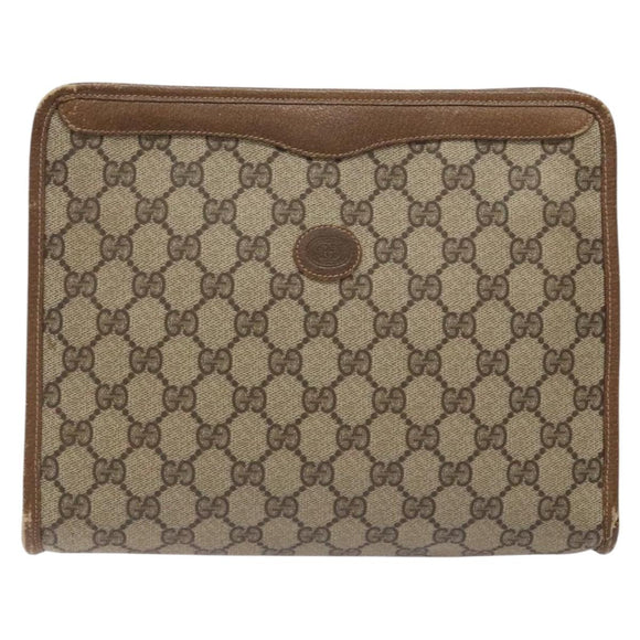 GUCCI GG Supreme Clutch Bag PVC Beige 97 01 038 Auth ep10297