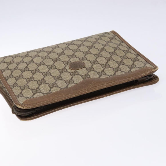 GUCCI GG Supreme Clutch Bag PVC Beige 97 01 038 Auth ep10297