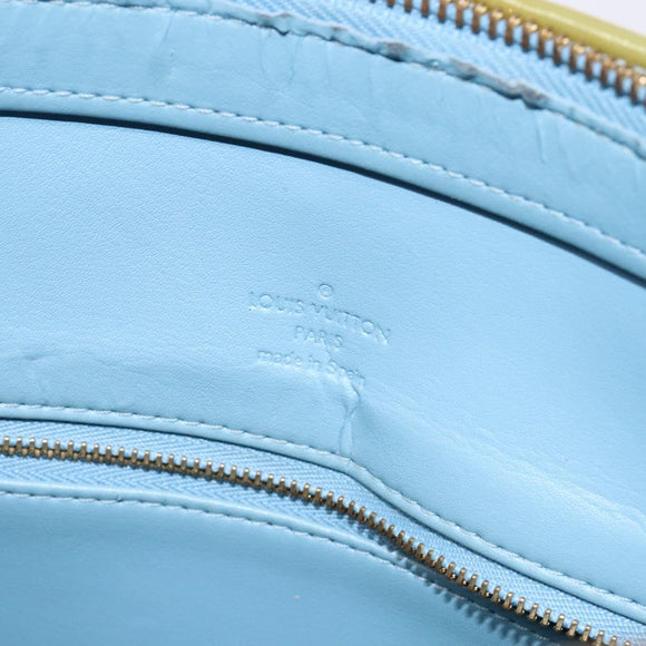 LOUIS VUITTON Monogram Vernis Houston Hand Bag Baby Blue M91005 LV Auth ep10301