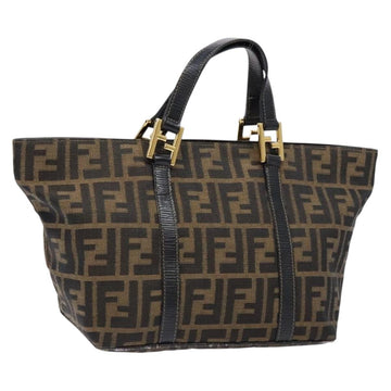 FENDI Zucca Canvas Hand Bag Black Brown Auth ep10313