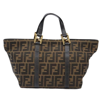 FENDI Zucca Canvas Hand Bag Black Brown Auth ep10313 - 0