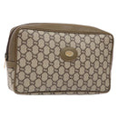 GUCCI GG Plus Supreme Clutch Bag PVC Beige Auth ep10321-1