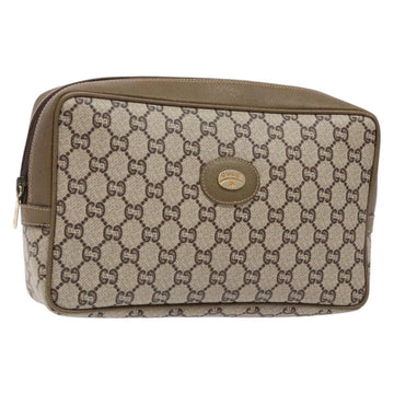 GUCCI GG Plus Supreme Clutch Bag PVC Beige Auth ep10321