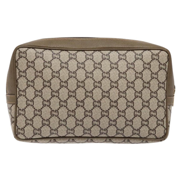 GUCCI GG Plus Supreme Clutch Bag PVC Beige Auth ep10321