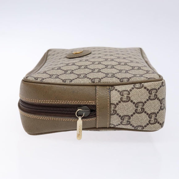 GUCCI GG Plus Supreme Clutch Bag PVC Beige Auth ep10321