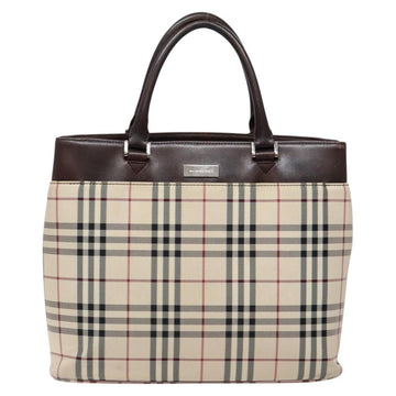 BURBERRY Nova Check Tote Bag Canvas Beige Silver Auth ep10325 - 0