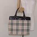 BURBERRY Nova Check Tote Bag Canvas Beige Silver Auth ep10325-21
