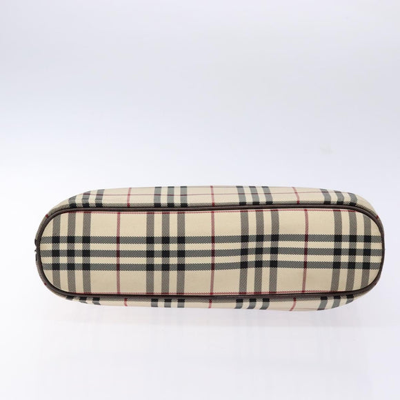 BURBERRY Nova Check Tote Bag Canvas Beige Silver Auth ep10325