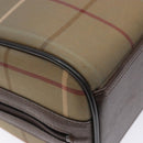 Burberrys Nova Check Hand Bag Canvas Beige Gold Auth ep10345-11