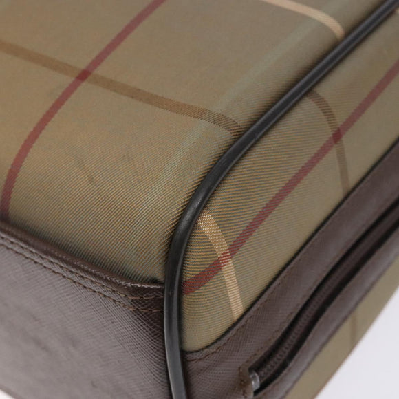 Burberrys Nova Check Hand Bag Canvas Beige Gold Auth ep10345