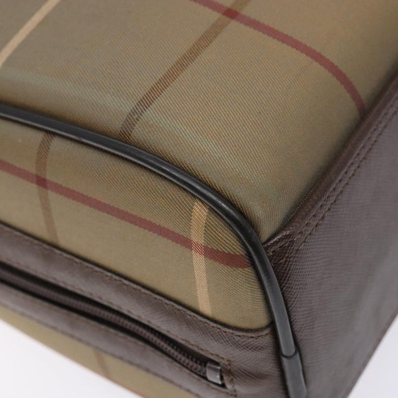 Burberrys Nova Check Hand Bag Canvas Beige Gold Auth ep10345