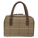 Burberrys Nova Check Hand Bag Canvas Beige Gold Auth ep10345-3