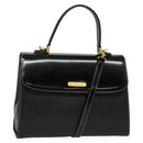 Burberrys Hand Bag Leather 2way Black Gold Auth ep10348-1