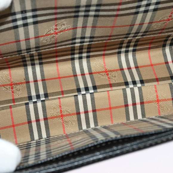 Burberrys Hand Bag Leather 2way Black Gold Auth ep10348