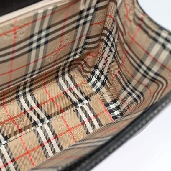 Burberrys Hand Bag Leather 2way Black Gold Auth ep10348