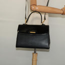 Burberrys Hand Bag Leather 2way Black Gold Auth ep10348-22