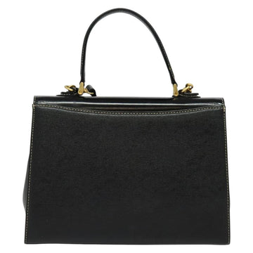 Burberrys Hand Bag Leather 2way Black Gold Auth ep10348 - 0