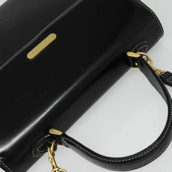 Burberrys Hand Bag Leather 2way Black Gold Auth ep10348