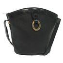 Christian Dior Trotter Canvas Shoulder Bag Black Gold Auth ep10350-1
