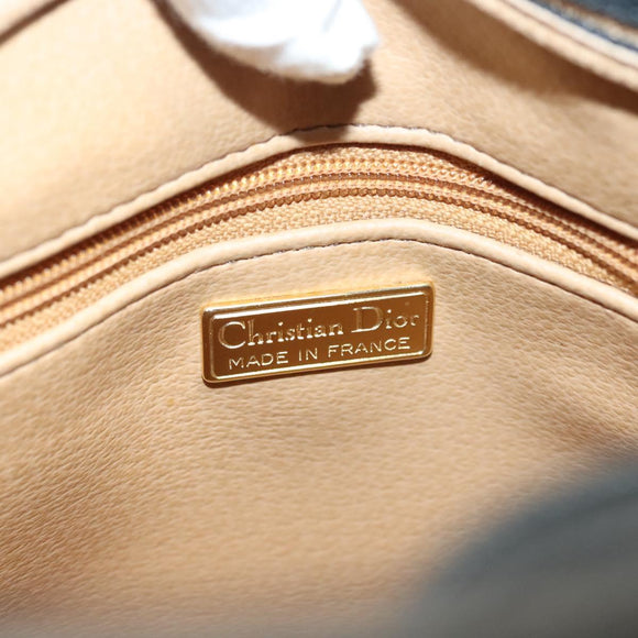 Christian Dior Trotter Canvas Shoulder Bag Black Gold Auth ep10350