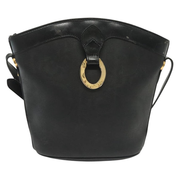 Christian Dior Trotter Canvas Shoulder Bag Black Gold Auth ep10350