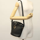 Christian Dior Trotter Canvas Shoulder Bag Black Gold Auth ep10350-23