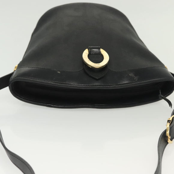 Christian Dior Trotter Canvas Shoulder Bag Black Gold Auth ep10350