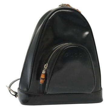 GUCCI Bamboo Body Bag Patent leather Black Silver 003 3444 0127 Auth ep10361