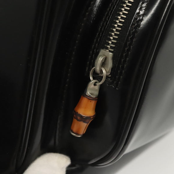 GUCCI Bamboo Body Bag Patent leather Black Silver 003 3444 0127 Auth ep10361
