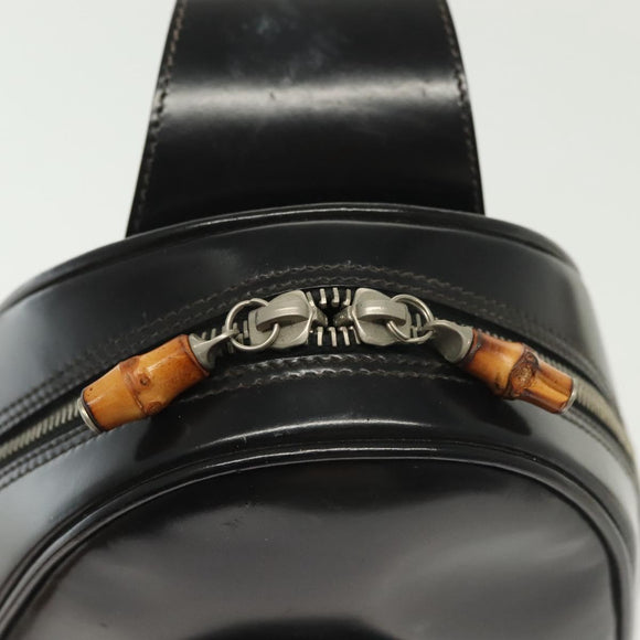GUCCI Bamboo Body Bag Patent leather Black Silver 003 3444 0127 Auth ep10361