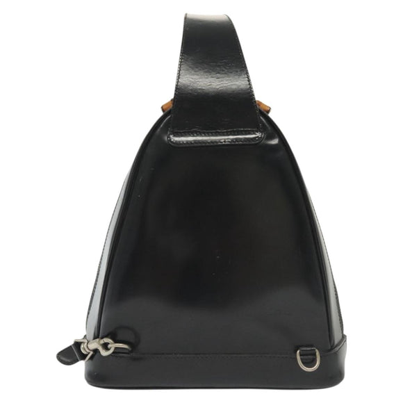 GUCCI Bamboo Body Bag Patent leather Black Silver 003 3444 0127 Auth ep10361