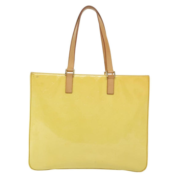 LOUIS VUITTON Monogram Vernis Columbus Tote Bag Lime Yellow M91047 Auth ep10370