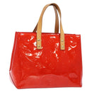 LOUIS VUITTON Monogram Vernis Reade PM Hand Bag Red Rouge M91088 LV Auth ep10371-1