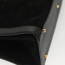 GUCCI Bamboo Hand Bag Suede Black Gold 002 1186 0260 Auth ep10379-12