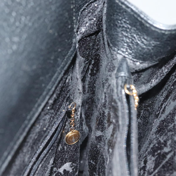 GUCCI Bamboo Hand Bag Suede Black Gold 002 1186 0260 Auth ep10379