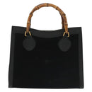 GUCCI Bamboo Hand Bag Suede Black Gold 002 1186 0260 Auth ep10379-2