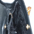GUCCI Bamboo Hand Bag Suede Black Gold 002 1186 0260 Auth ep10379-20