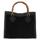 GUCCI Bamboo Hand Bag Suede Black Gold 002 1186 0260 Auth ep10379-3