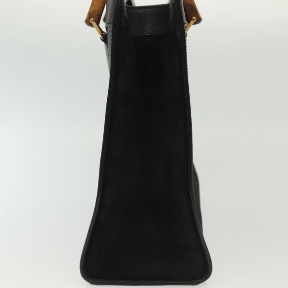 GUCCI Bamboo Hand Bag Suede Black Gold 002 1186 0260 Auth ep10379